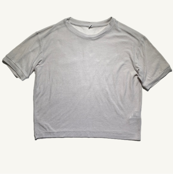 Uniqlo Tops - Uniqlo Sheer Light Grey T-Shirt Top Cropped Size Extra Small